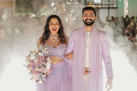Amala Paul and Jagat Desai at their wedding in Kochi