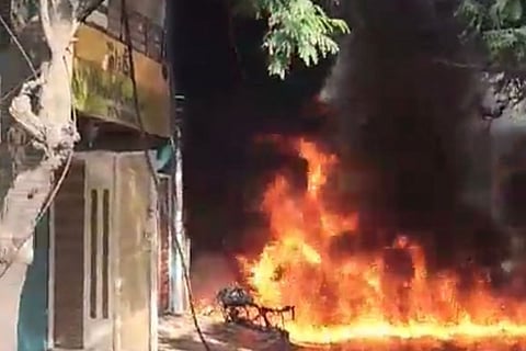 Building on fire in Hyderabad’s Nampally