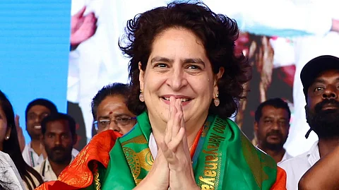 Congress general secretary Priyanaka Gandhi at Warangal,Telangana