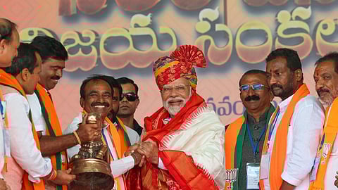 PM Narendra Modi with Eatala Rajender and other Telangana BJP leaders