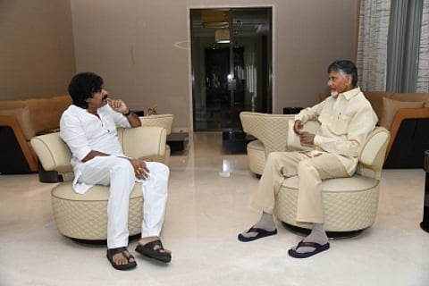 TDP leader Chandrababu Naidu and JSP leader Pawan Kalyan