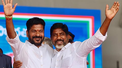 CM Revanth Reddy and Dy. CM Bhatti Vikramarka at swearing-in cermony in Hyderabad