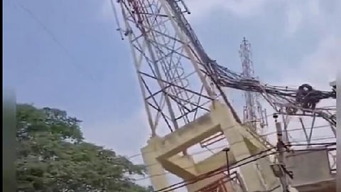 Video: Mobile tower collapses in Bengaluru, 11 escape unhurt