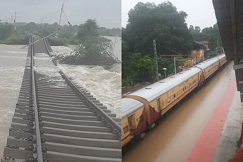 Train with hundreds of passengers stranded in Srivaikuntam railway station in Thoothukudi district as a result of heavy floods