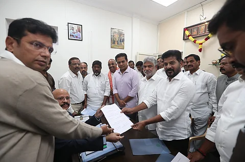 Gaddam Prasad Kumar filing nomination for the post of Assembly Speaker