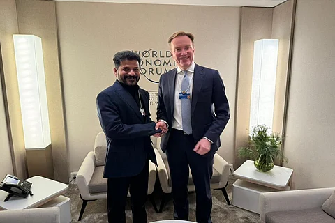 Telangana CM Revanth Reddy with WEF president Børge Brende.