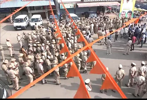 Protests in Karnataka’s Mandya after Hanuman flag removed by panchayat officials
