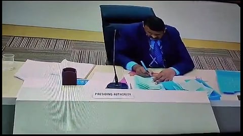 Screengrab from the video claiming that the presiding officer tampered with the ballots.