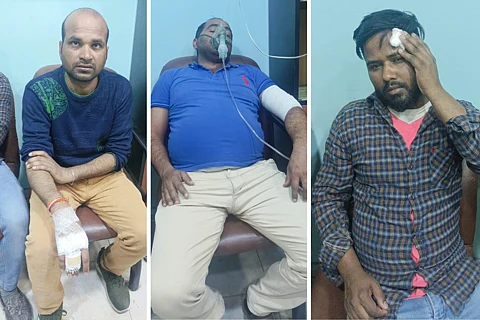 Injured Indians at Jordan. Rajookumar (left), Mohammad Samim (centre) and Santosh (right).