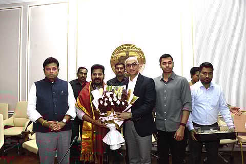 TDP MP and Amara Raja MD Jayadev Galla with Telangana CM Revanth Reddy