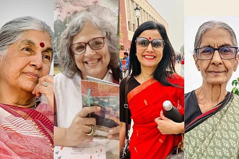 From left, CPI(M) leader Subhashini Ali, journalist Revati Laul, Trinamool Congress leader Mahua Moitra, and former Lucknow University professor Roop Rekha Verma