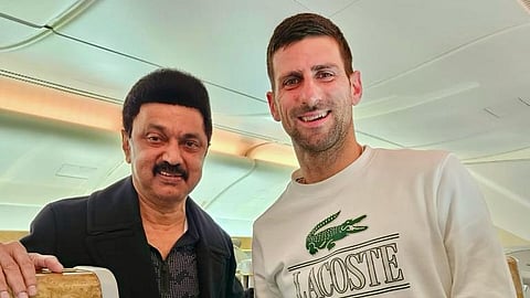 MK Stalin with Novak Djokovic