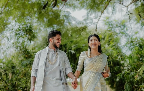 Pooja Kannan and her fiance Vineeth