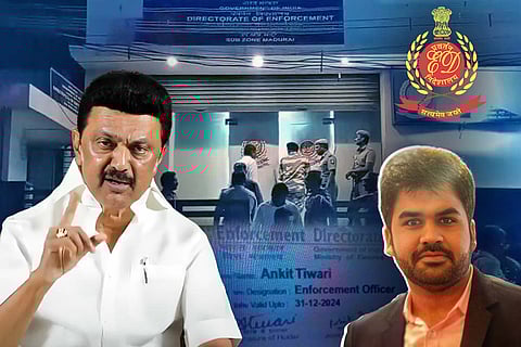 An edited image of Stalin and Ankit with a backdrop of ED