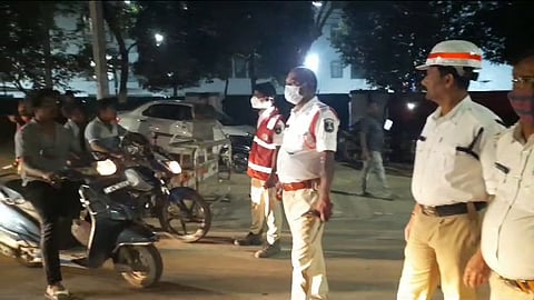 Police in Hyderabad conducting drunk driving checks