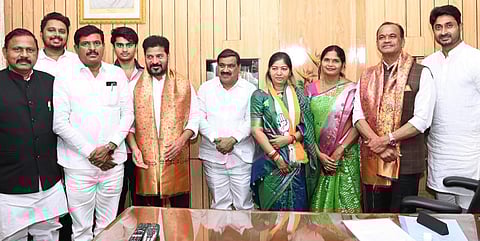 BRS leaders with Telangana Chief Minister Revanth Reddy