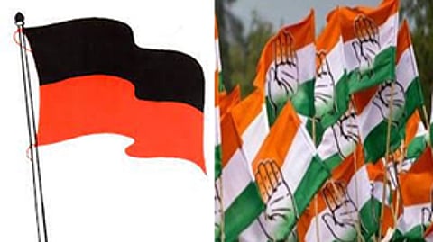 DMK and Congress Flags