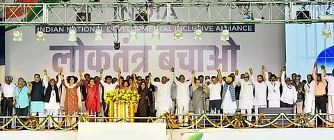 INDIA Bloc leaders at Ramlila Maidan