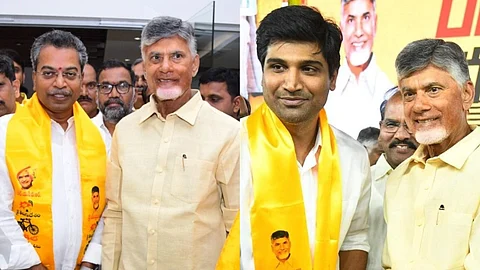 Mylavaram MLA Vasantha Krishna Prasad (left) and Former Narasaraopet MP Lavi Sri Krishna Devarayulu (right)
