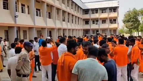 Hindutva mob attacked Mother Teresa English Medium School run by a Catholic management in Mancherial