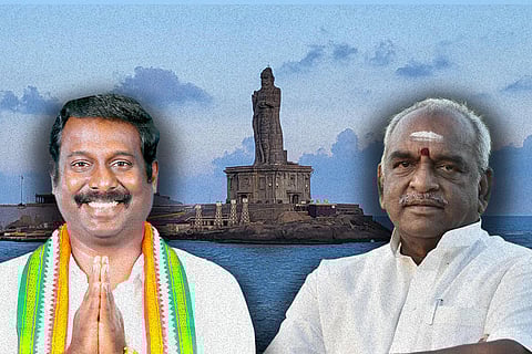 Kanniyakumari Congress candidate Vijay Vasanth (left) and BJP candidate Pon Radhakrishnan