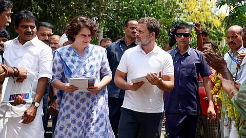 KC Venugopal, Priyanka Gandhi and Rahul Gandhi in Wayanad