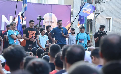 Rohan Bopanna and Tejasvi Surya at the campaign
