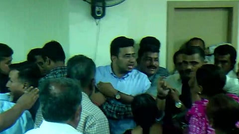 BJP MP Tejasvi Surya questioned by bank scam victims, exits in a huff