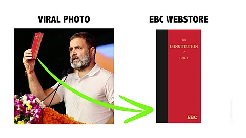 Picture of Rahul Gandhi with the constitution with a red cover