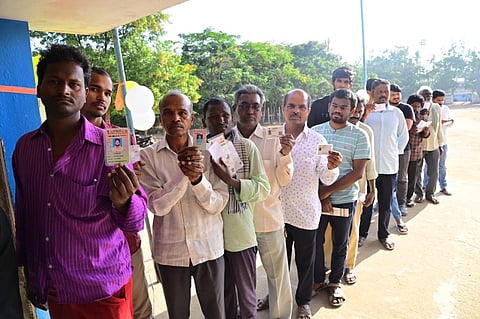 Voters at polling station