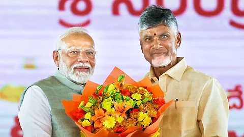 Prime Minister Narendra Modi at N Chandrababu Naidu's swearing-in cermony