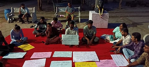 Students at the protest site