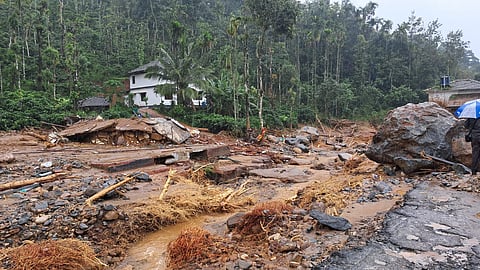 Destruction along the Chooralmala river due to the landslide