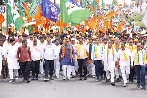 Corruption on the back burner, Congress, BJP, JD(S) leaders trade barbs at padayatras