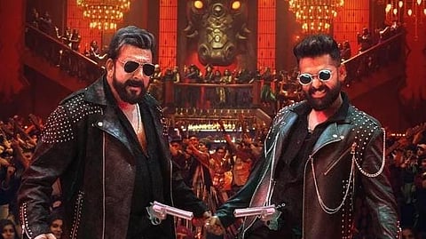 Sanjay Dutt and Ram Pothineni in a still from Double iSmart