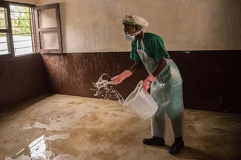 A treatment room at a health centre’s quarantine area in the Central African Republic. Charles Boussel/Getty Images