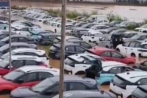 Cars affected by Vijayawada floods