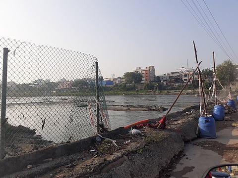 Musi river bank in Hyderabad