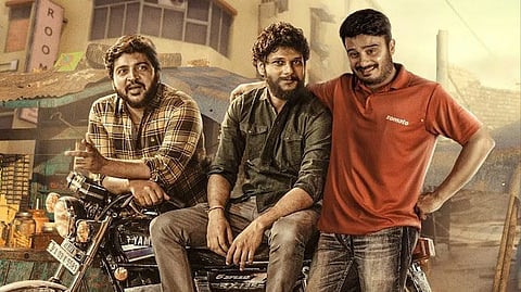Poornachandra Mysore, Rakesh Adiga, Suneel Rao in a poster of Maryade Prashne
