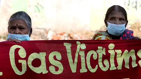 Supporters and survivors of the 1984 Union Carbide gas leak, Bhopal, India.