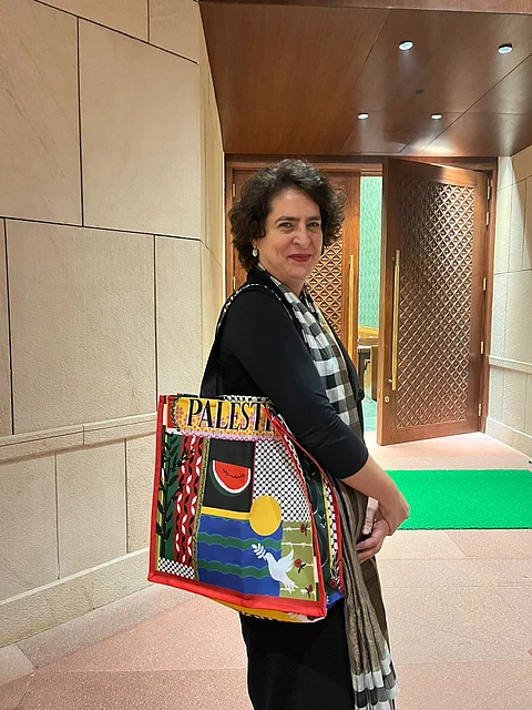 Priyanka Gandhi carries 'Palestine' bag to Parliament in show of solidarity
