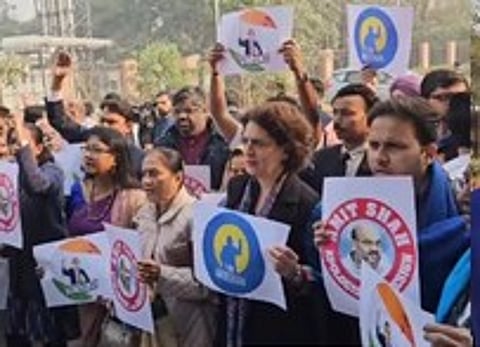 Ambedkar row: INDIA bloc stages protest march against Amit Shah