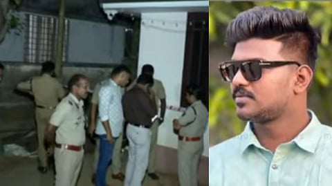 On the left, police officials are seen visiting Venu's house. On the right, an image of Rithu is displayed.