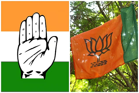 BJP and Congress flags