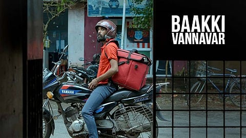 Actor Salmanul Faris as a delivery partner in 'Baakki Vannavar'.
