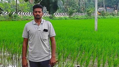 Thennilavan M, a farmer in Thanjavur, says the soil in his paddy farm has been damaged by long-term chemical fertiliser use.
