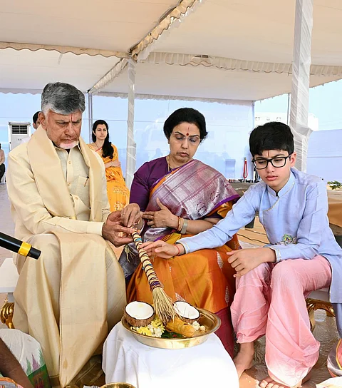 Andhra CM Chandrababu Naidu begins construction of own house in Amaravati