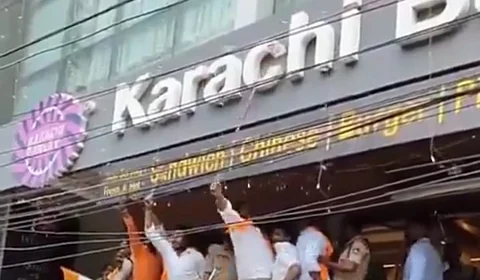Karachi Bakery signboard in Hyderabad vandalised by BJP supporters