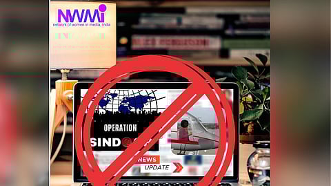 Image shows a TV screen with a news channel playing footage and a big 'prohibited' symbol is drawn over it.
