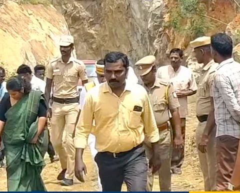 Authorities visiting the quarry